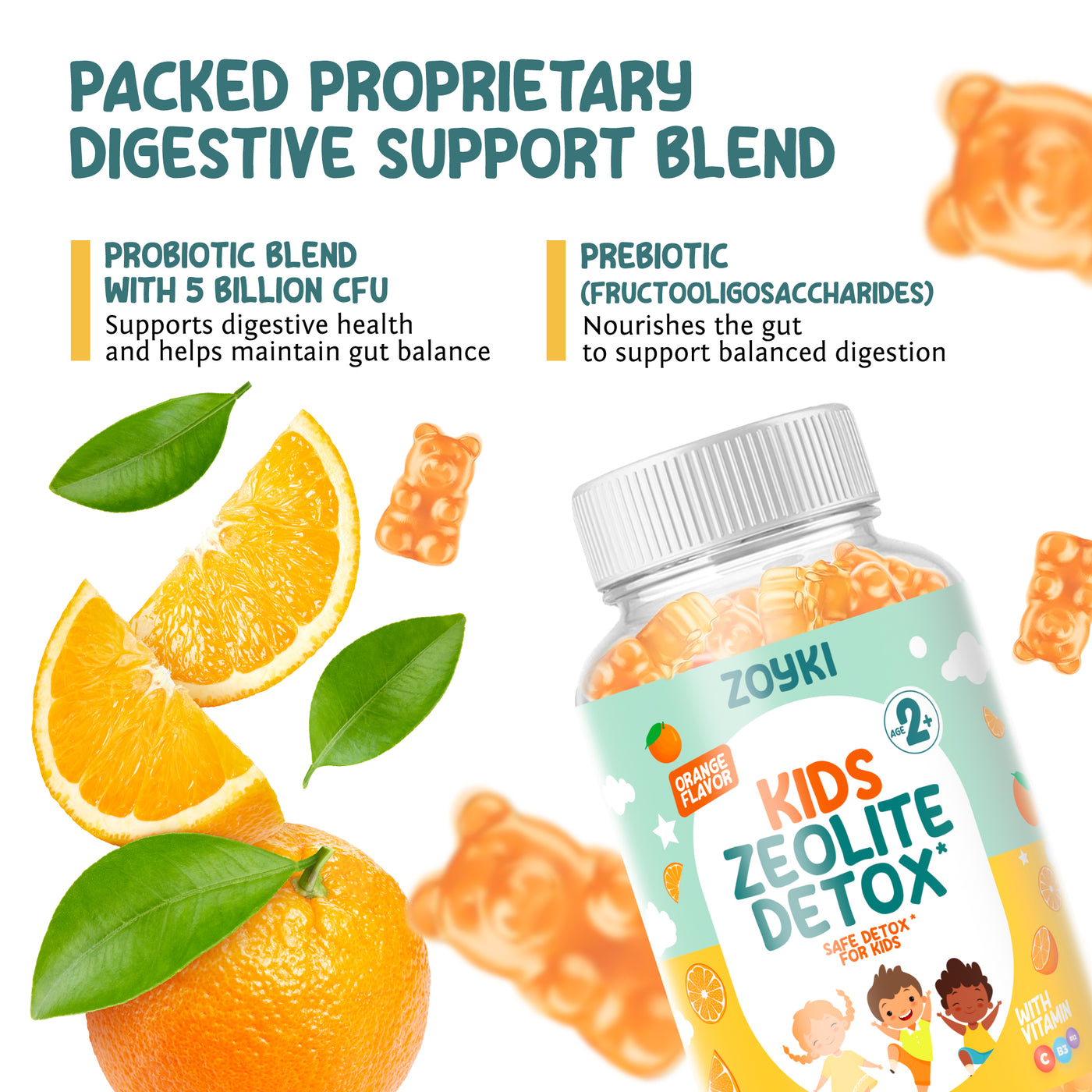 Zoyki orange-flavored zeolite gummies