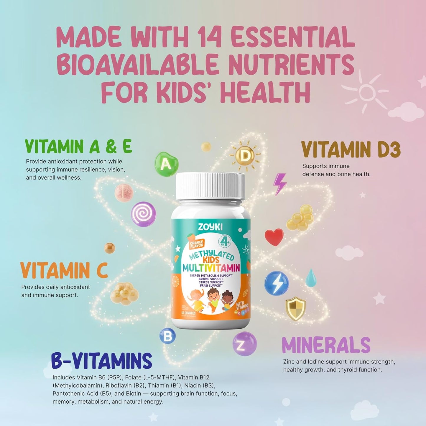 Zoyki Methylated Multivitamin Gummies for Kids